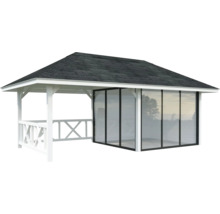 Gartenpavillon mit Glasschiebewand und Dach
