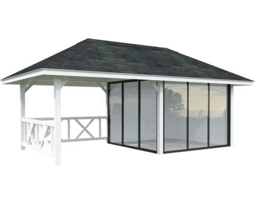 Gartenpavillon mit Glasschiebewand und Dach