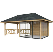 Holzpavillon mit geschlossenem und offenem Bereich