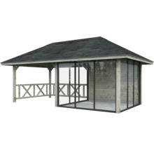 Holzpavillon mit Dach und Seitenwänden