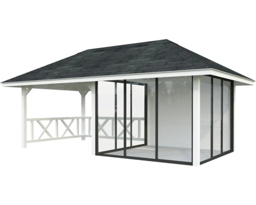 Gartenpavillon mit Dach und Glaswänden