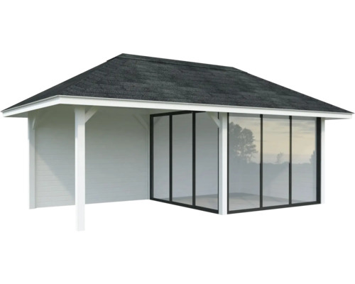 Gartenhaus mit Dach und Glasschiebetüren