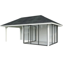 Überdachter Pavillon mit Glasfront für den Garten