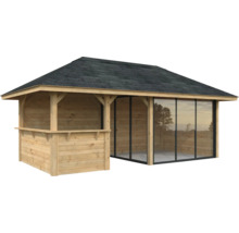 Holz Pavillon mit Fenster und Dachpappe