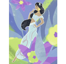 Illustration von Jasmin, einer Disney-Prinzessin, mit Blumen im Hintergrund.