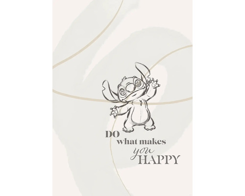 Illustration von Stitch mit dem Zitat: Tue was dich glücklich macht.