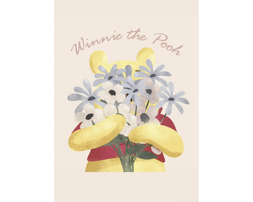 Illustration von Winnie Puuh mit einem Blumenstrauß