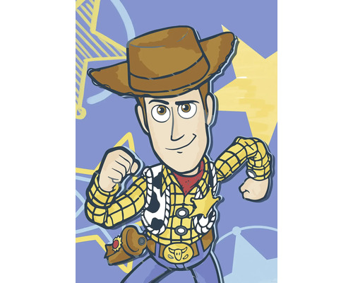 Illustration von Cowboy Woody mit Hut, Hemd, Weste und Gürtel