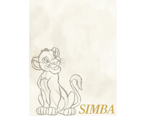 Skizze von Simba aus König der Löwen mit goldenem Schriftzug
