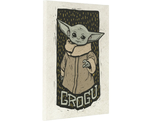 Grogu Wandbild im Blockdruckstil