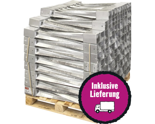 Palette Einschlagbodenhülse 91 x 91 x 750 mm feuerverzinkt 112 Stück Palette Einschlagbodenhülse 91 x 91 x 750 mm feuerverzinkt 112 Stück