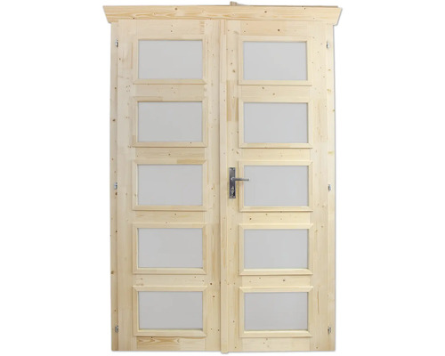 Doppeltür für Gartenhaus 28 mm SKAN HOLZ Milchglas vollverglast 123,4x193 cm natur