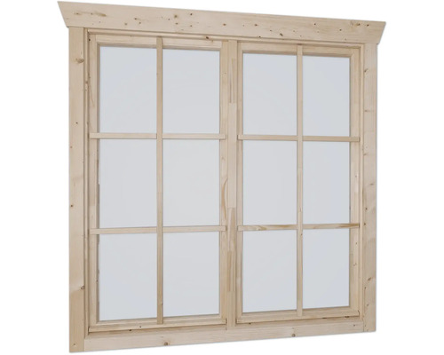 Doppelfenster für Gartenhaus 45 mm SKAN HOLZ 2x57,5x123,5 cm natur Holzfenster mit sechs Feldern
