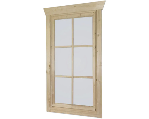 Einzelfenster für Gartenhaus 28 mm SKAN HOLZ Anschlag links 57,5x123,5 cm natur