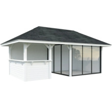 Gartenhaus mit Dach und Glasschiebewand
