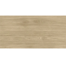 Helle Holzfassade mit horizontalen Rillen als Hintergrund