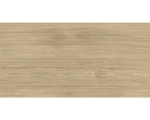 Helle Holzfassade mit horizontalen Rillen als Hintergrund