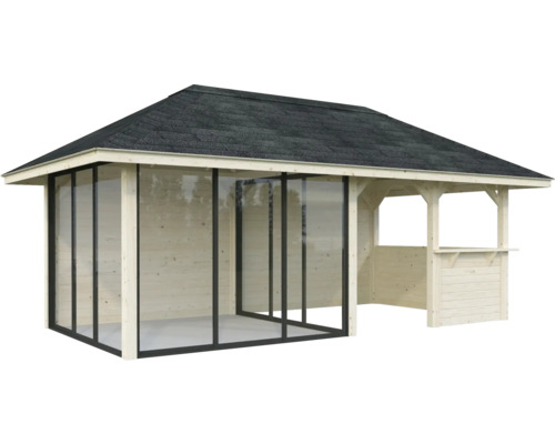 Holzpavillon mit Dach und Fenster