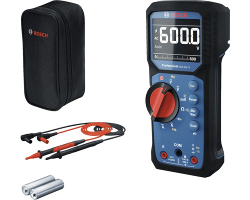 Bosch Digitalmultimeter mit Tasche, Messleitungen und Batterien