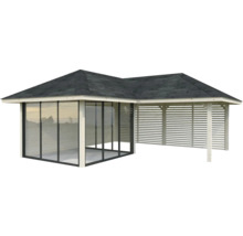 Pavillon mit Holzrahmen und Dachpappe