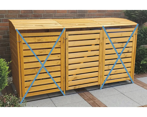 Mülltonnenbox aus Holz für drei Mülltonnen