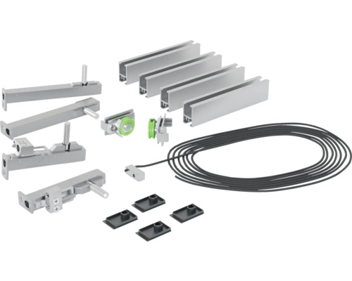 Knauf Pocket Kit Easy Schiebetür-System Synchronöffnung für Holztürblätter Schiebetürbeschlag-Set mit Schienen, Aufhängungen, Rollen und Zubehör