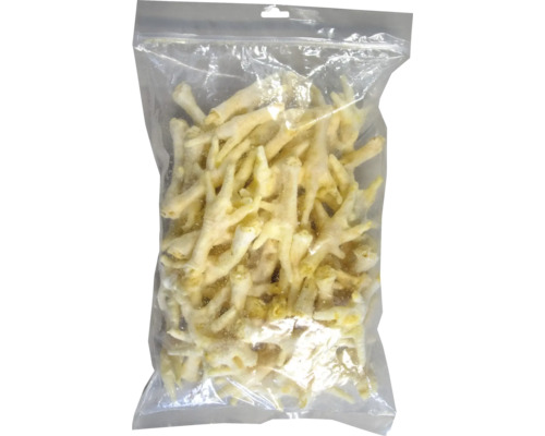 Hundesnack beeztees Gepuffte Hühnerfüße 750 g Kauartikel Gefrorene Hühnerfüße in einer transparenten Plastiktüte