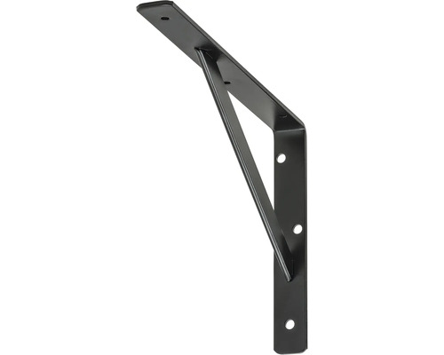 Stegkonsole B 30 x H 500 x T 330 mm schwarz Schwarze Regalwinkel aus Metall mit Befestigungslöchern