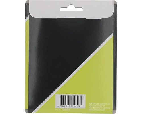 Produktverpackung mit Barcode und Hornbach Adresse