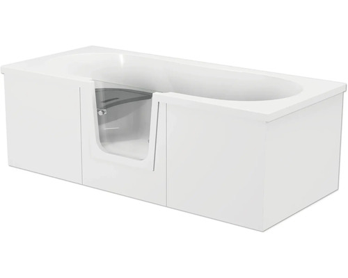 Badewanne mit Tür mittig Anschlag rechts SCHULTE Q2 75 x 170 cm alpinweiß glänzend mit Front- und rechter Seitenschürze D80007M1-3