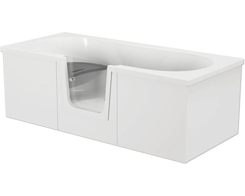 Badewanne mit Tür mittig Anschlag rechts SCHULTE Q2 75 x 170 cm alpinweiß glatt glänzend mit Front- und 2 Seitenschürzen D80007M4-3