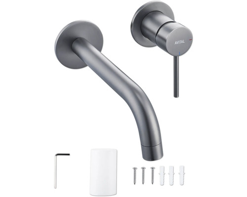 Avital Waschtischarmatur zur Wandmontage mit Zubehör