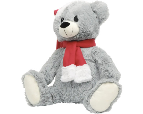 Grauer Teddybär mit rotem Schal