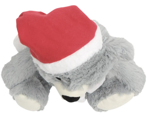 Grauer Plüsch-Koala mit roter Weihnachtsmannmütze