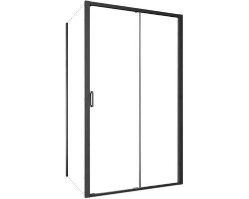 Duschkabine mit Schiebetür und schwarzem Rahmen