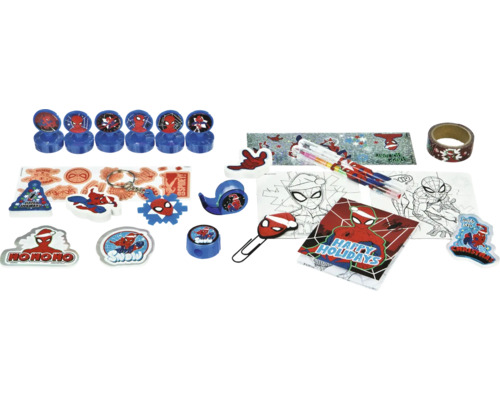 Spiderman Schreibwaren Set mit Stempeln, Aufklebern, Stiften und Notizblöcken