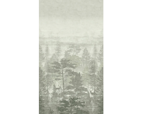 Tapete mit Waldmotiv und Hirschen