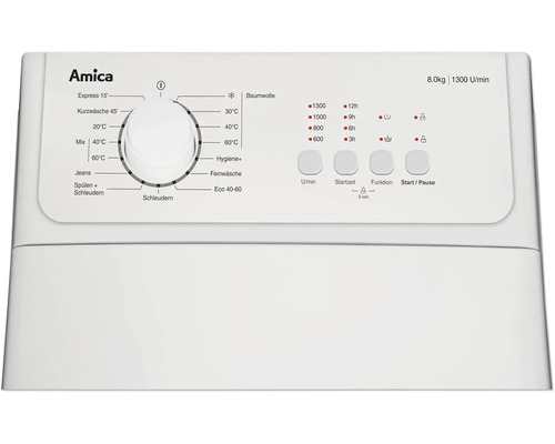 Amica Waschmaschine mit Programmen und Bedienfeld