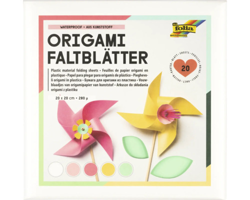 Folia Origami Faltblätter aus Kunststoff, wasserfest, 20 Stück, 20 x 20 cm