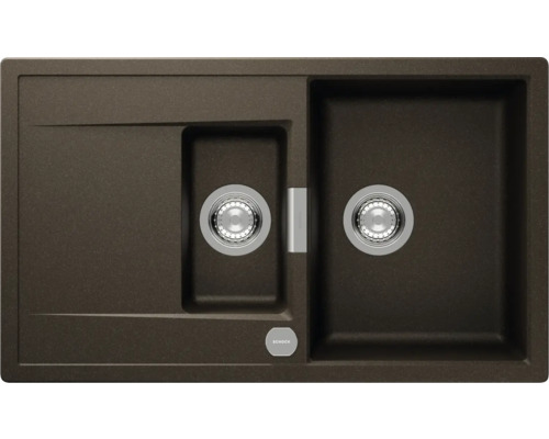 Flächenbündige Spüle SCHOCK Mono D-150 FB 860 x 510 mm bronze MOND150FBBRO Spüle aus Granit mit zwei Becken und Abtropffläche