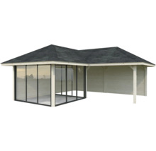 Holz Gartenhaus mit Glasfront und Dach