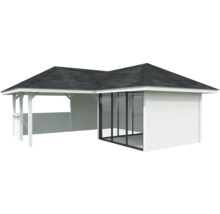 Gartenhaus mit Veranda und Glasschiebetüren