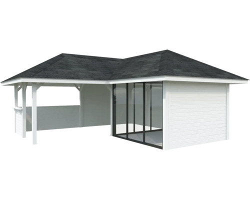 Gartenhaus mit Veranda und Glasschiebetüren
