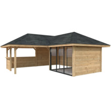 Holzpavillon mit Dach und Seitenwänden