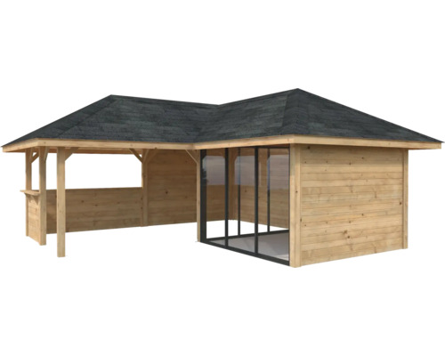 Holzpavillon mit Dach und Seitenwänden
