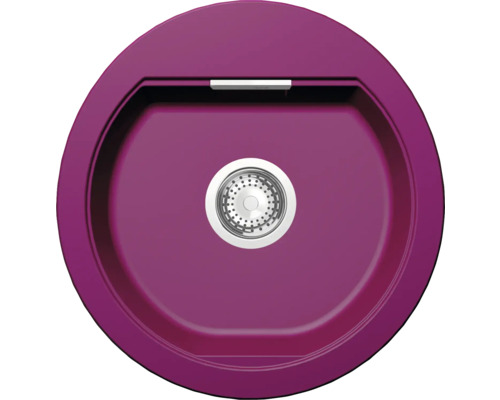 Violettes Aufsatzwaschbecken mit rundem Design und Abfluss