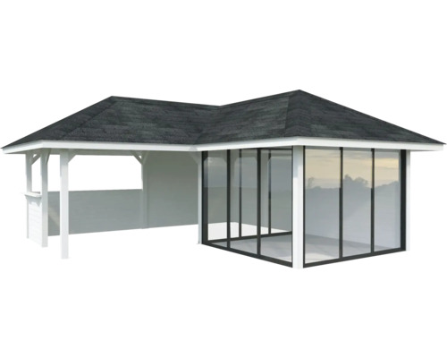 Gartenpavillon mit Dach und Glasschiebewänden