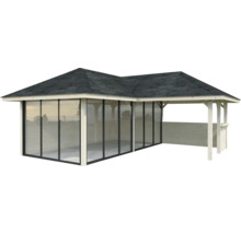 Pavillon mit geschlossenem Bereich und offenem Barbereich