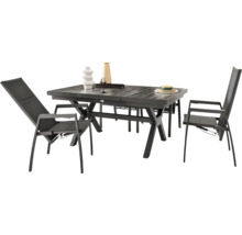 Gartenmöbelset Destiny Costa Garda 4-Sitzer 5 tlg. anthrazit, Aluminium + Textilene + Keramik, ausziehbar, stapelbar, Rückenlehne verstellbar