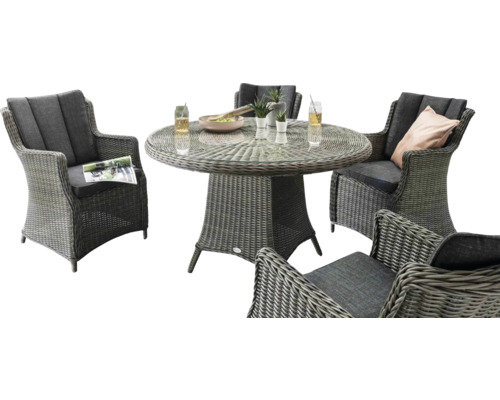 Gartensitzgruppe mit Rattantisch und Rattansesseln für den Außenbereich
